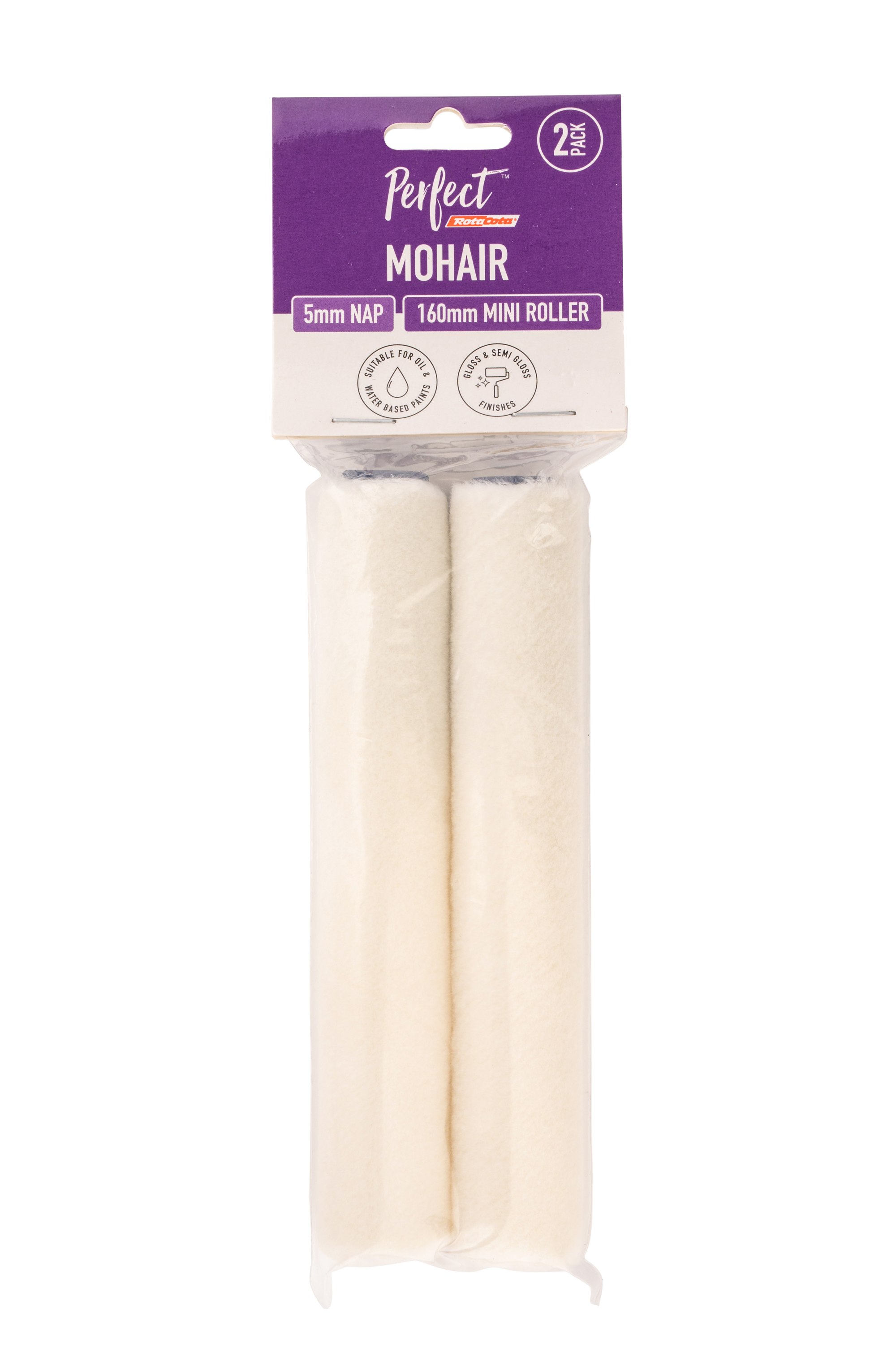 RotaCota Perfect Mohair Mini Roller Covers 5x160mm 2PK